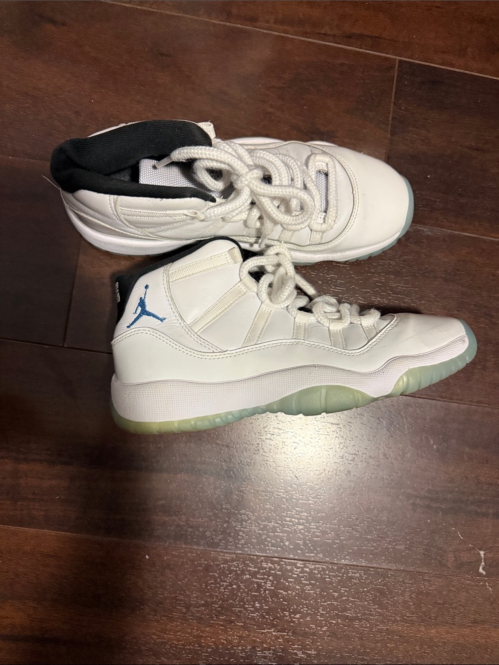 Jordan Kids White and Black High-Top Sneakers with Blue Jumpman